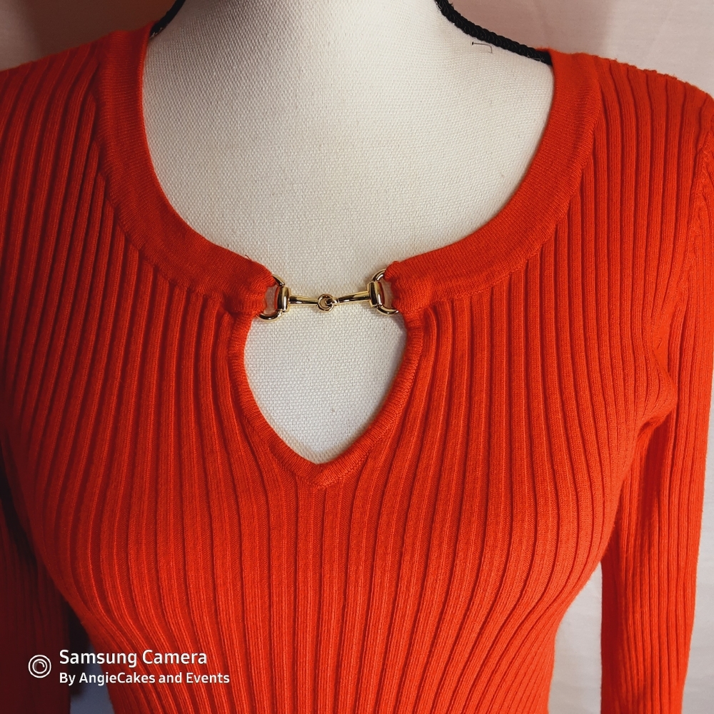INC CONCEPTS orange embellished gold hook cut out
